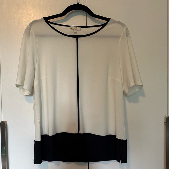 White/cream with black accents, dress shirt, size large - Picture 2 of 4